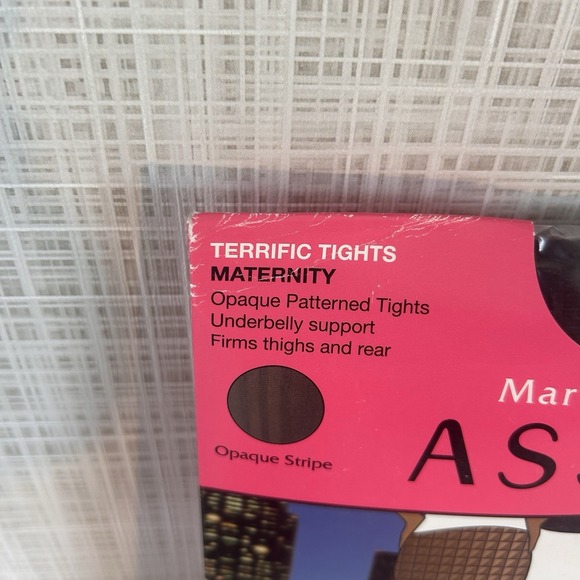 Maternity Tights Marvelous Mama Assets Black Opaque Stripe Spanx Size 3 USA BxAA - Picture 3 of 5